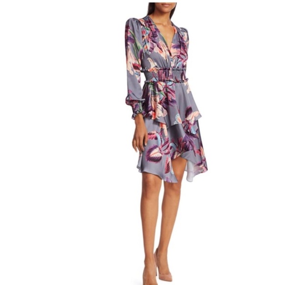 PATBO Grace Floral Mini A-Line Handkerchief Dress 8 - Picture 1 of 11